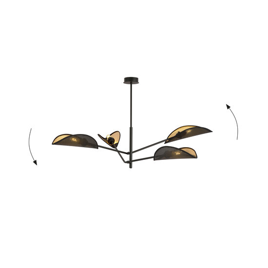 Emibig Emibig Skanderborg 4x E14 prachtige zwarte hanglamp en vleugels - Perfecte verlichting voor elke ruimte
