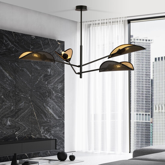 Skanderborg 4x E14 beautiful black hanging lamp and wings