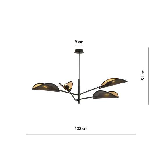 Skanderborg 4x E14 beautiful black hanging lamp and wings