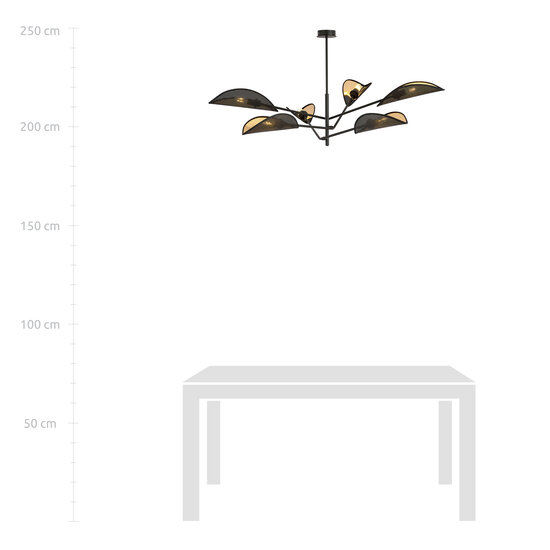 Skanderborg grande 6x E14 belle lampe suspendue noire avec ailes