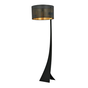 Holstebro staande lamp zwart met zwart en gouden metalen kap 1x E27