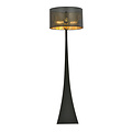Lampe sur pied Holstebro noire avec abat-jour en métal noir et doré 1x E27