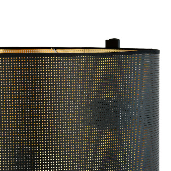 Holstebro standing lamp black with black and gold metal shade 1x E27