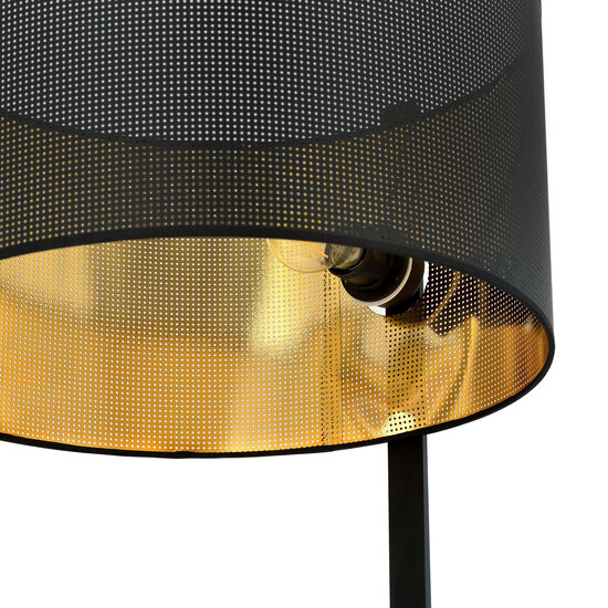 Holstebro standing lamp black with black and gold metal shade 1x E27