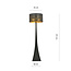 Lampe sur pied Holstebro noire avec abat-jour en métal noir et doré 1x E27