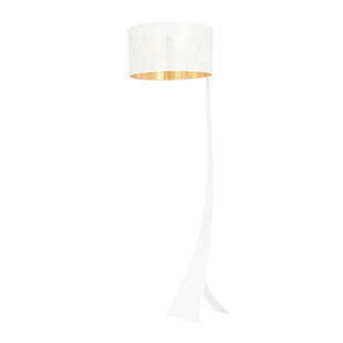Holstebro lámpara de pie blanca con pantalla metálica dorada 1x E27