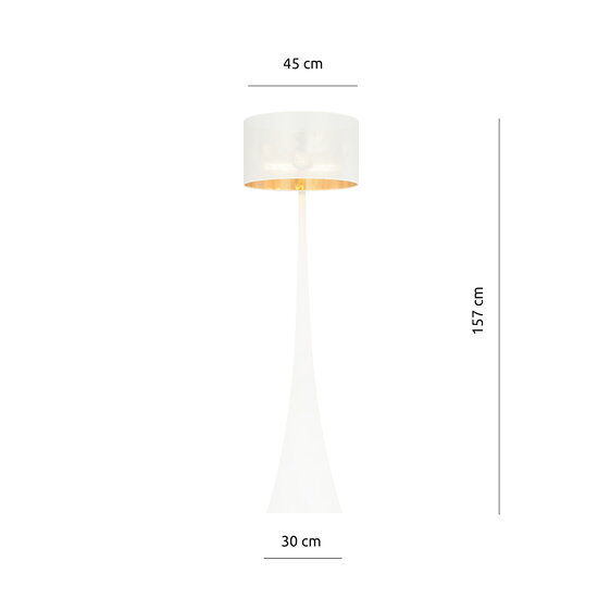Lampe sur pied Holstebro blanc avec abat-jour en métal doré 1x E27