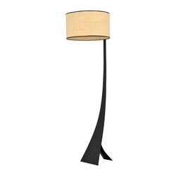 Lampadaire Holstebro noir avec abat-jour textile 1x E27