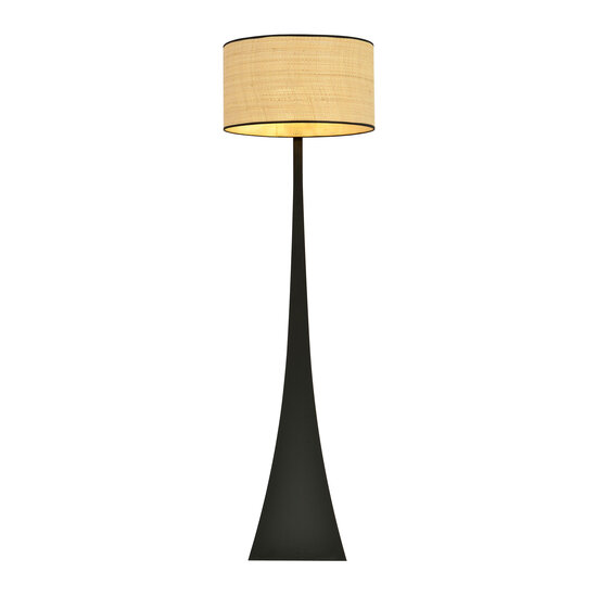 Lampadaire Holstebro noir avec abat-jour textile 1x E27