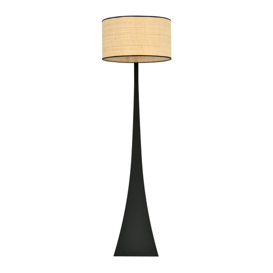 Lampadaire Holstebro noir avec abat-jour textile 1x E27