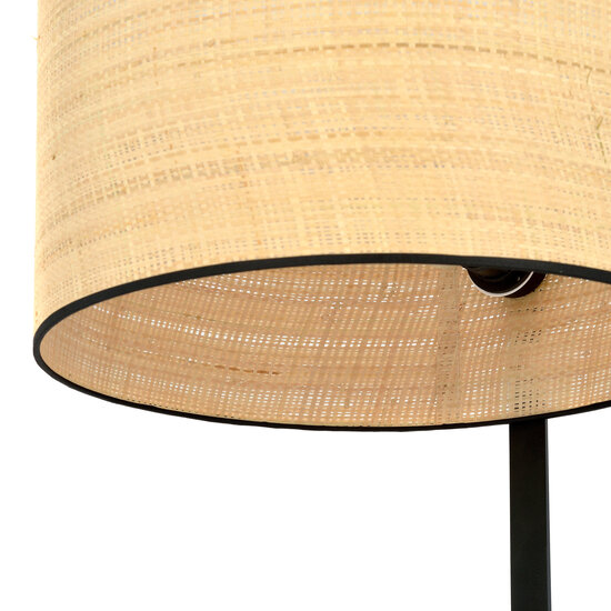 Lampadaire Holstebro noir avec abat-jour textile 1x E27