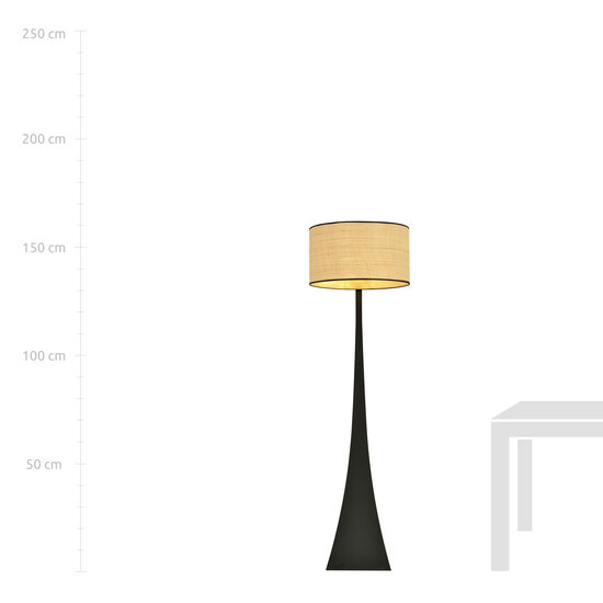 Holstebro black floor lamp with textile shade 1x E27