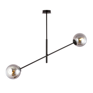 Lampe à suspension Kalundborg noire avec 2 verres E14 fumés