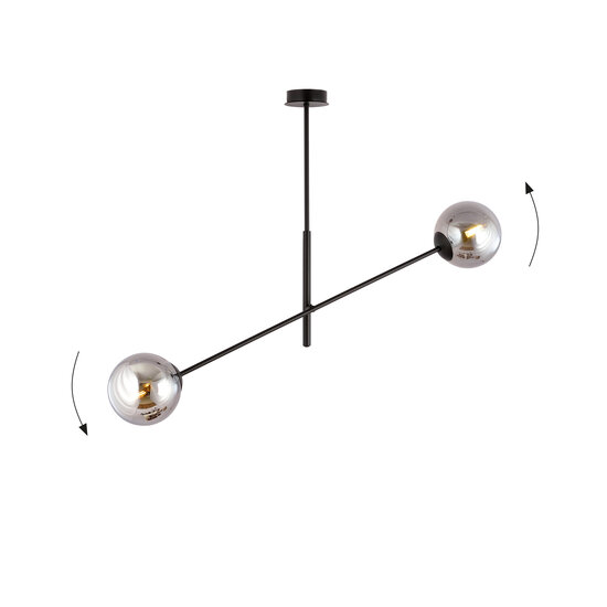 Kalundborg hanging lamp black with 2 smoked E14 glasses
