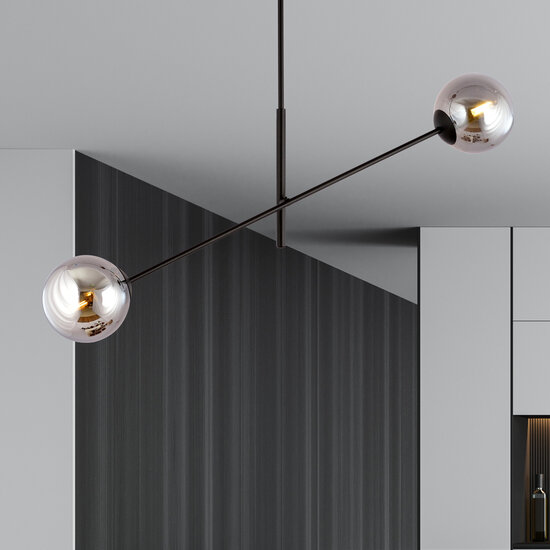 Emibig Emibig Hängelampe Kalundborg schwarz mit 2 rauchfarbenen E14-Gläsern - Perfekte Beleuchtung für moderne Innenräume