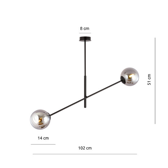 Emibig Emibig Lámpara colgante Kalundborg negra con 2 vidrios ahumados E14 - Iluminación perfecta para interiores modernos