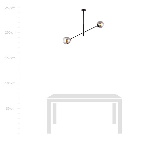 Kalundborg hanging lamp black with 2 smoked E14 glasses