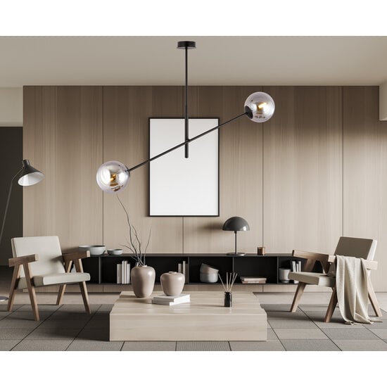 Emibig Hängelampe Kalundborg schwarz mit 2 rauchfarbenen E14-Gläsern - Perfekte Beleuchtung für moderne Innenräume