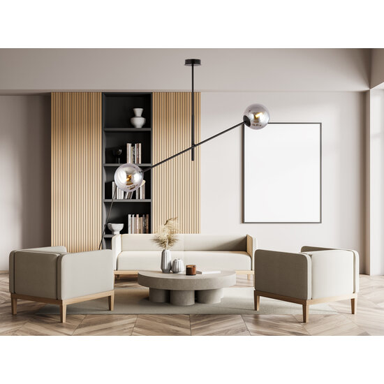 Emibig Emibig Lámpara colgante Kalundborg negra con 2 vidrios ahumados E14 - Iluminación perfecta para interiores modernos