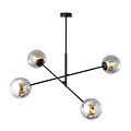 Kalundborg medium hanglamp zwart met 4 glazen gerookt E14