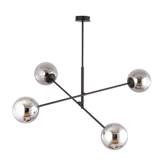 Emibig Emibig Kalundborg lampe suspendue moyenne noire avec 4 verres fumés E14 - Idéale pour créer une atmosphère chaleureuse dans votre maison