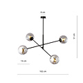 Kalundborg medium hanging lamp black with 4 smoked E14 glasses