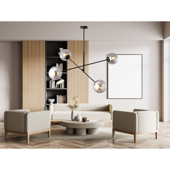 Kalundborg medium hanging lamp black with 4 smoked E14 glasses