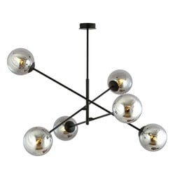 Emibig Kalundborg grote hanglamp zwart met 6 glazen gerookt E14