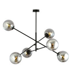 Lampe suspendue grande Kalundborg noire avec 6 verres fumés E14