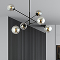 Kalundborg grande suspension noire avec 6 verres E14 fumés
