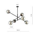 Kalundborg grande suspension noire avec 6 verres E14 fumés