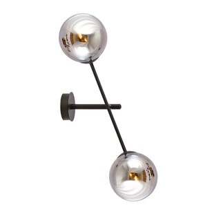 Kalundborg wandlamp met 2 zwarte glazen bollen E14