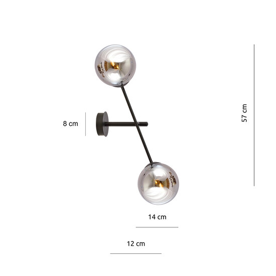 Applique Kalundborg avec 2 ampoules en verre noir E14