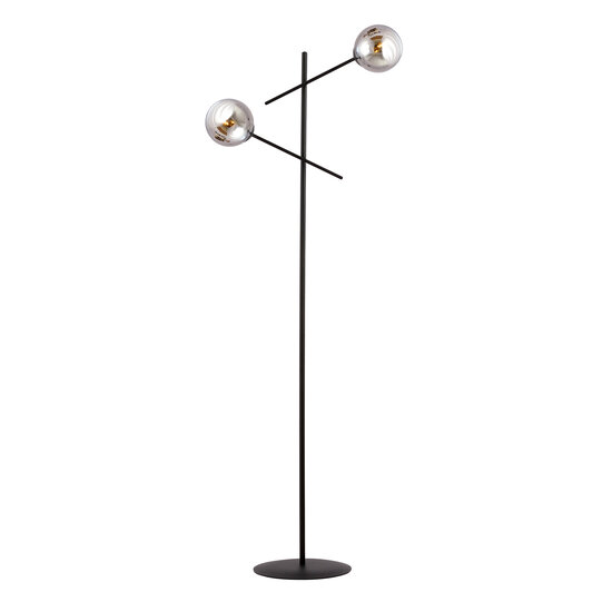 Kalundborg zwarte vloerlamp met 2 glazen gerookt E14
