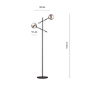 Kalundborg black floor lamp with 2 smoked E14 glasses