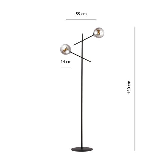 Emibig Emibig Kalundborg black floor lamp with 2 smoked E14 glasses - Ideal for creating a cozy atmosphere in your home