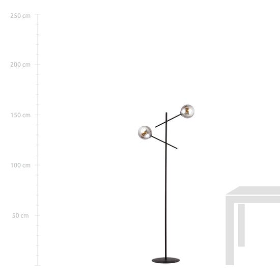Emibig Emibig Kalundborg black floor lamp with 2 smoked E14 glasses - Ideal for creating a cozy atmosphere in your home