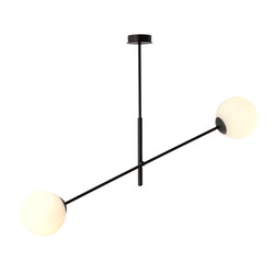 Hedensted hanglamp zwart met 2 witte glazen E14