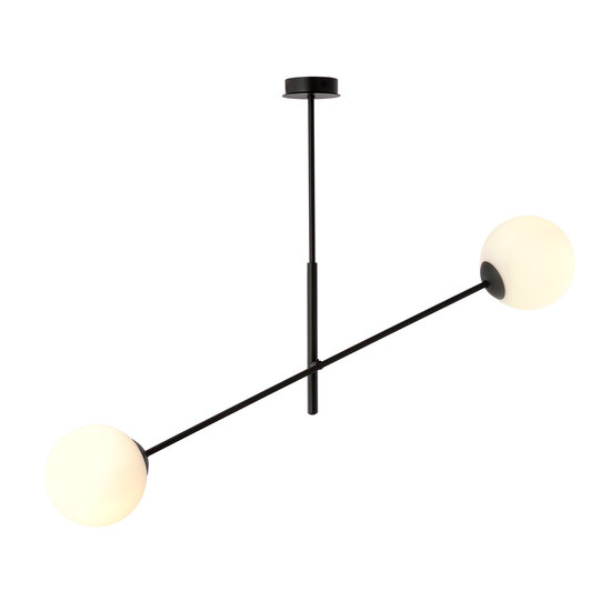 Emibig Emibig Hängelampe schwarz mit 2 weißen Gläsern E14 - Ideal für stilvolle Innenräume