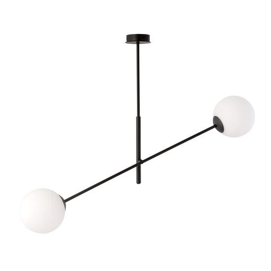 Lampe à suspension Hedensted noire avec 2 verres blancs E14