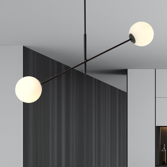 Lampe à suspension Hedensted noire avec 2 verres blancs E14