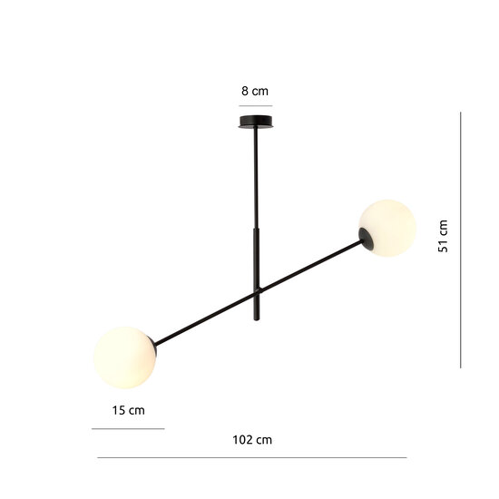Lampe à suspension Hedensted noire avec 2 verres blancs E14