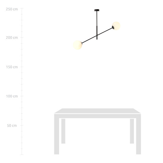 Lampe à suspension Hedensted noire avec 2 verres blancs E14