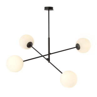 Hedensted medium hanging lamp black with 4 milk glass bulbs E14