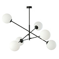 Emibig Emibig Hedensted grande lampe suspendue noire avec 6 verres blancs E14 - Éclairage idéal pour tous les espaces