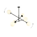 Hedensted large hanging lamp black with 6 white glasses E14
