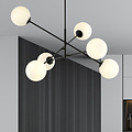 Emibig Emibig Hedensted grote hanglamp zwart met 6 witte glazen E14 - Perfecte verlichting voor elke ruimte