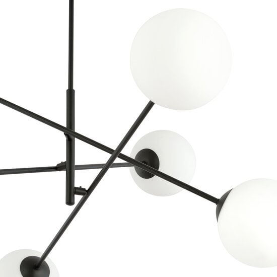 Hedensted grande suspension noire avec 6 verres blancs E14
