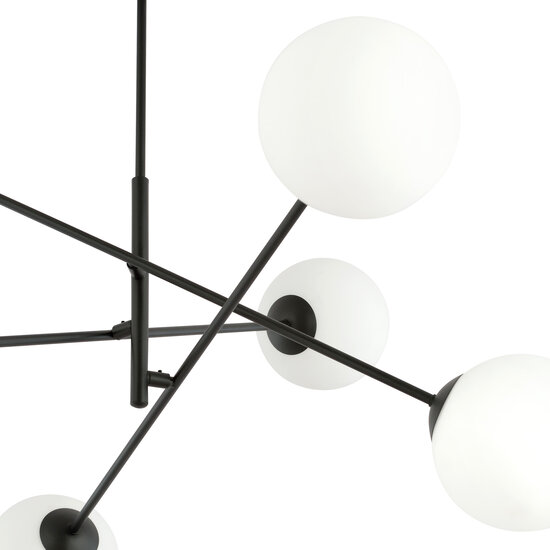 Hedensted large hanging lamp black with 6 white glasses E14