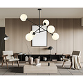Hedensted grande suspension noire avec 6 verres blancs E14